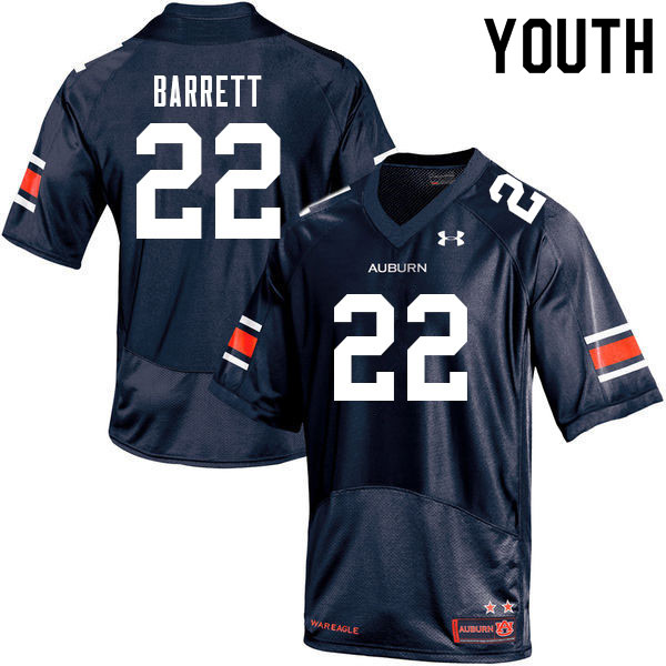 Auburn Tigers Youth Devan Barrett #22 Navy Under Armour Stitched College 2021 NCAA Authentic Football Jersey ACR7874RM